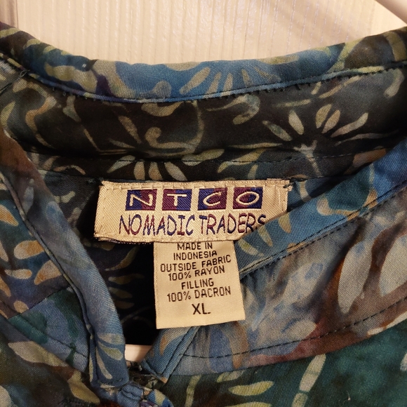 Nomadic Traders Quilted Jacket Button Front %100 Rayon Shell turquoise teal XL - Picture 6 of 7